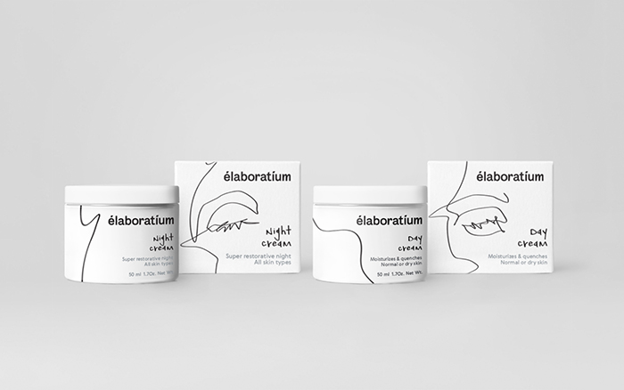 Elaboratium抽象线条的极简风格化妆品包装设计