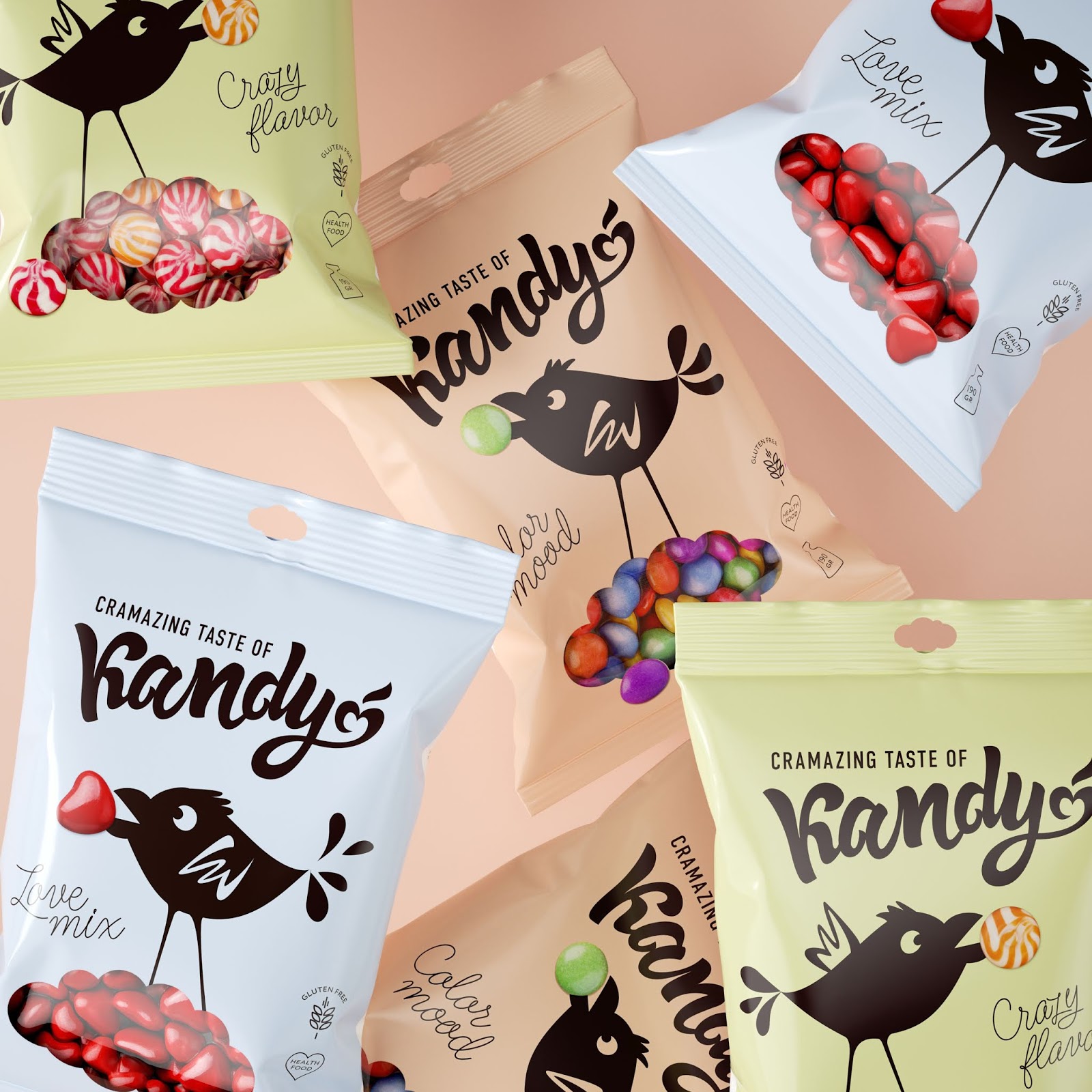 坐在糖果云上啄食的小鸟：Birdie Kandy糖果包装设计